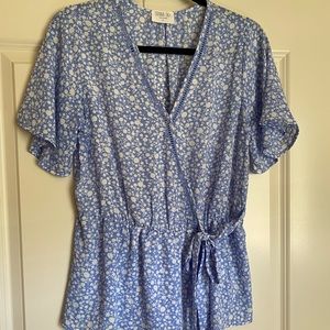 Blue floral blouse